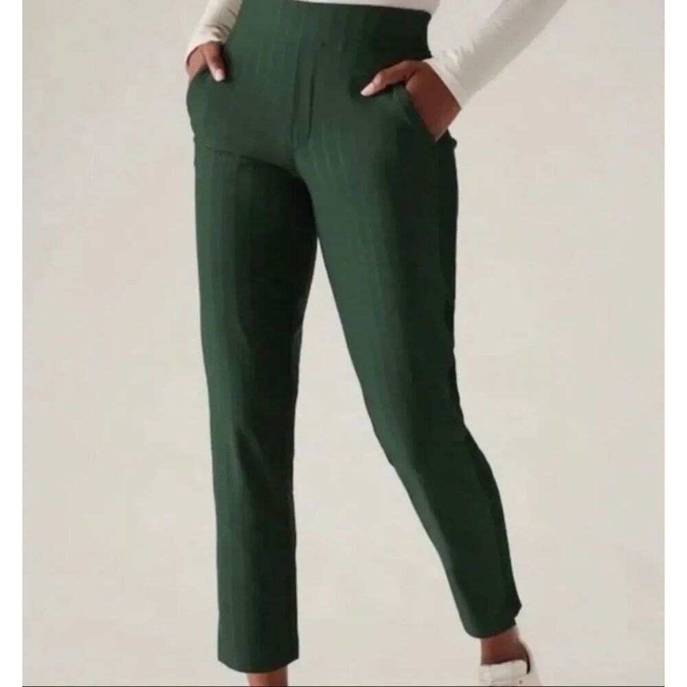 Athleta Brooklyn Ankle Pant in Green Seaweed Gloss Stripe size 12